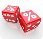 Interest Percent Sign on Dice Signs Gamble for Best Rate