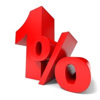 Red one percent off. Discount 1%.