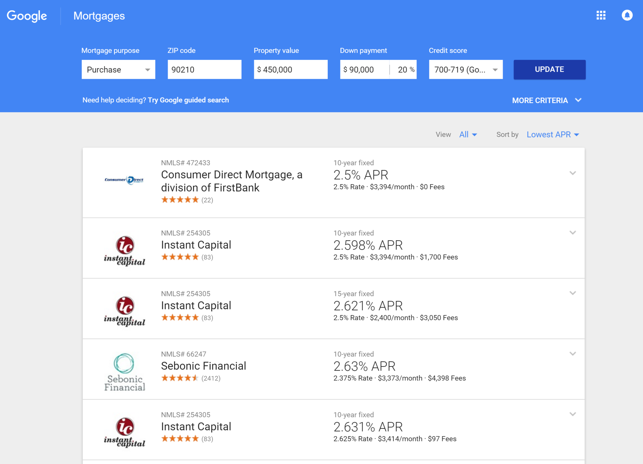 Google Compare Mortgages