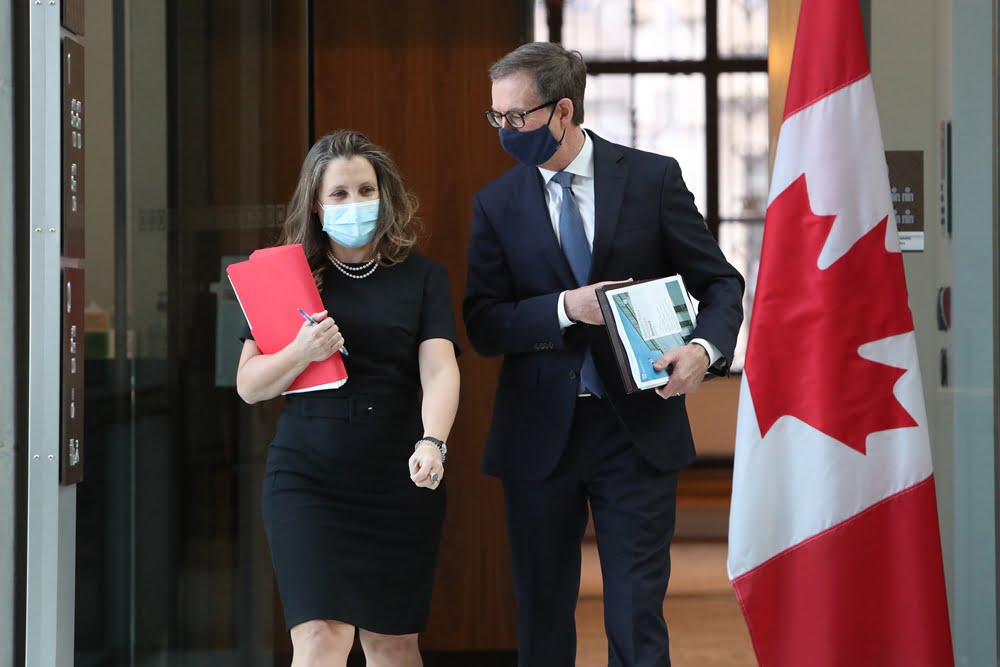 Deputy Prime Minister Freeland And Bank Of Canada Governor Macklem Hold News Conference