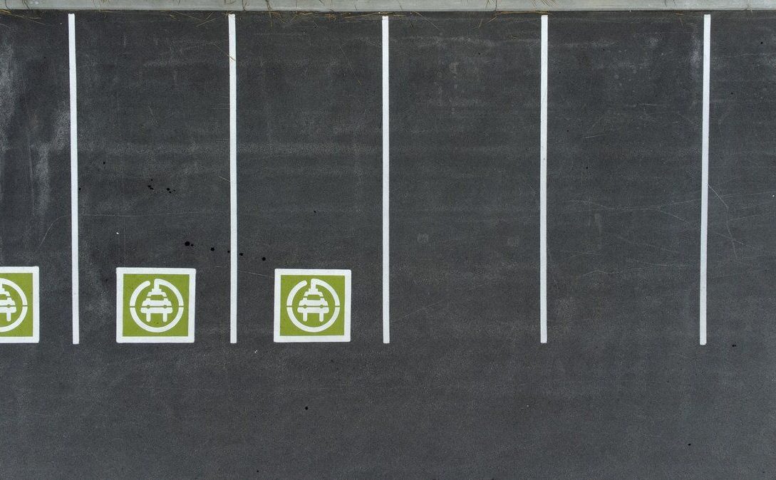 parking spots designated for electric vehicles