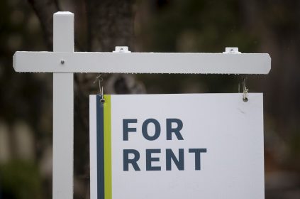 A rental sign is seen outside a building in Ottawa