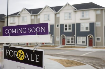 Houses for sale in a new subdivision in Airdrie, Alta.